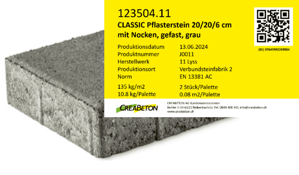 Product labeling / Example Creabeton AG